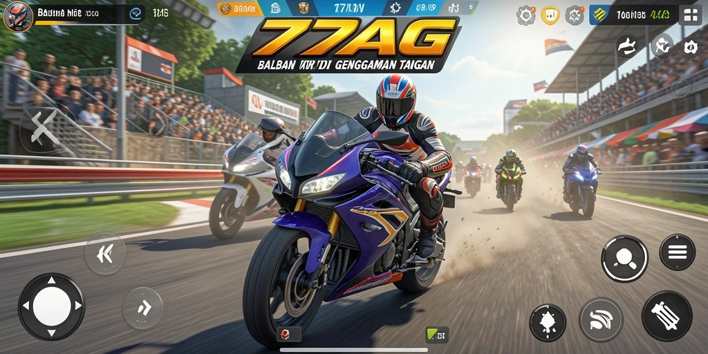 Gambaran aksi balapan yang mendebarkan di 77AG.