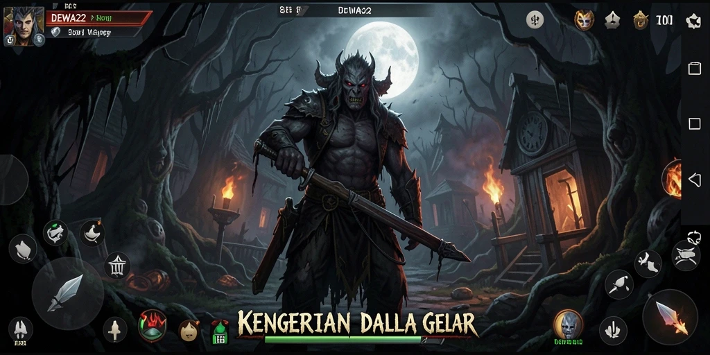 Tangkapan layar gameplay DEWA22 menampilkan suasana seram.