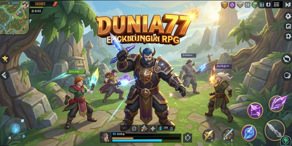 Tangkapan layar DUNIA77 menampilkan aksi pertempuran yang epik dalam RPG.