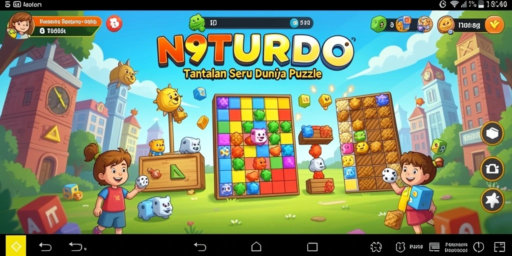 Screenshot N9TURBO menampilkan gameplay puzzle yang menantang dan seru.