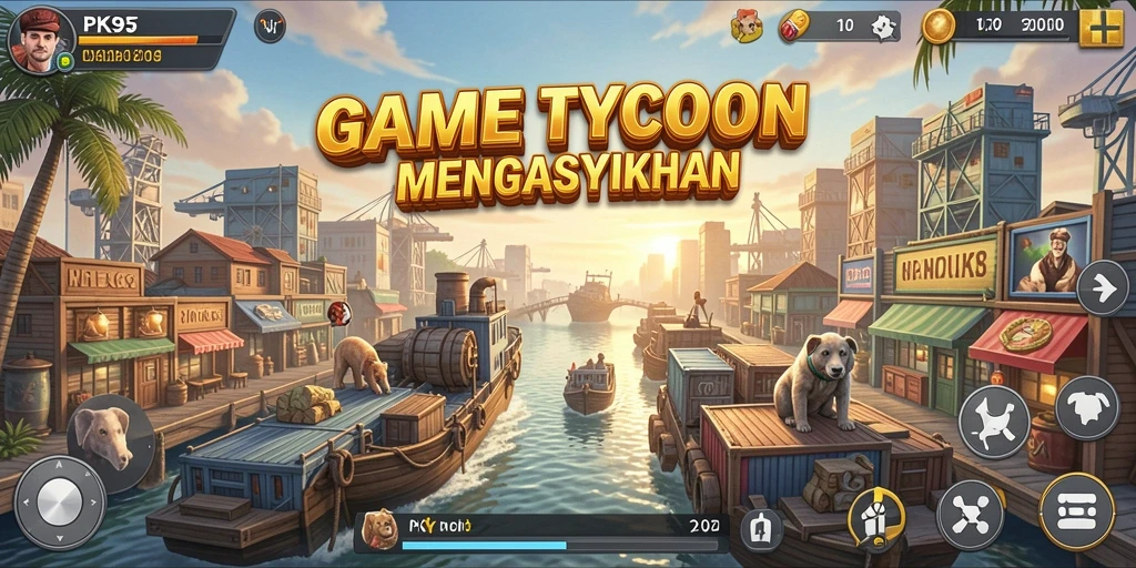 Screenshot gameplay PK95 menampilkan suasana bisnis yang dinamis dan mengasyikkan.