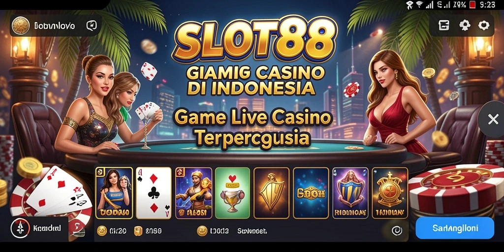 Screenshot utama menampilkan gameplay Live Casino yang seru.
