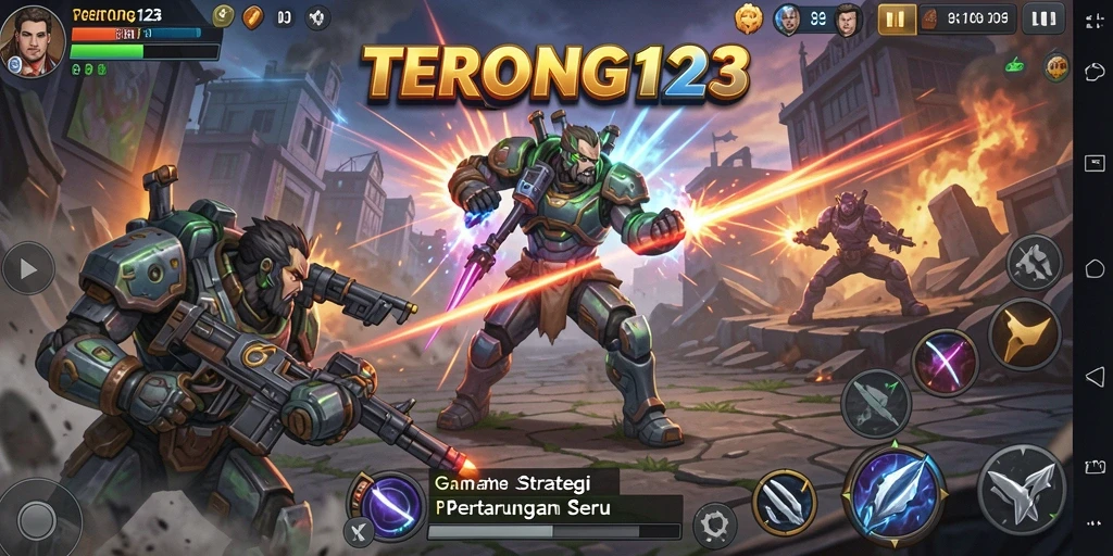 Screenshot gameplay menunjukkan strategi dan pertempuran yang mendebarkan.