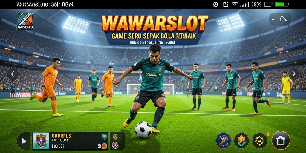 Screenshot gameplay WAWARSLOT menampilkan aksi sepak bola yang mendebarkan.